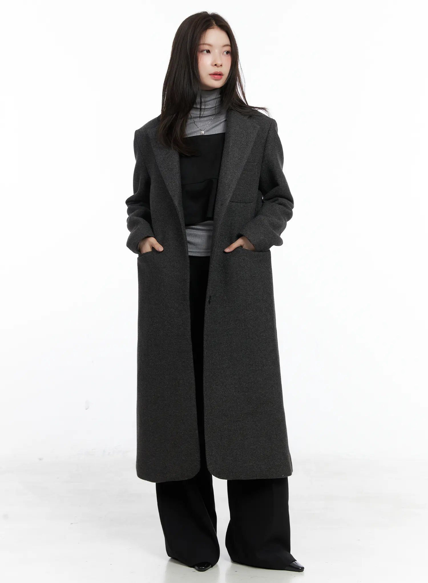 Garnet Wool-Blended Chester Long Coat CN518 - Image 3