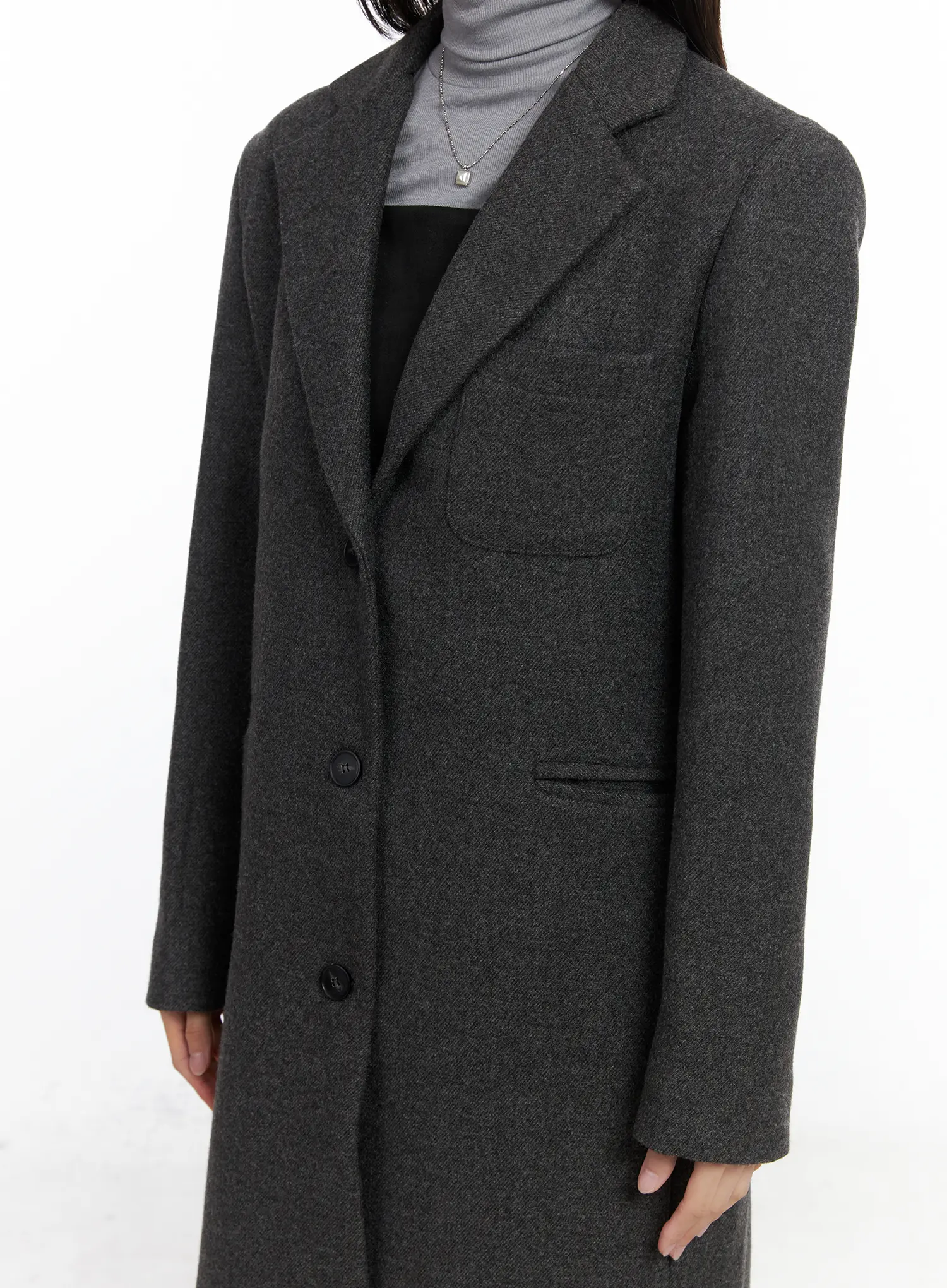 Garnet Wool-Blended Chester Long Coat CN518 - Image 4