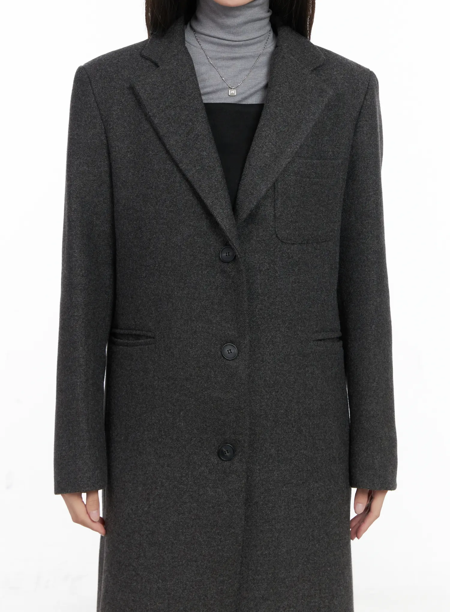 Garnet Wool-Blended Chester Long Coat CN518 - Image 5