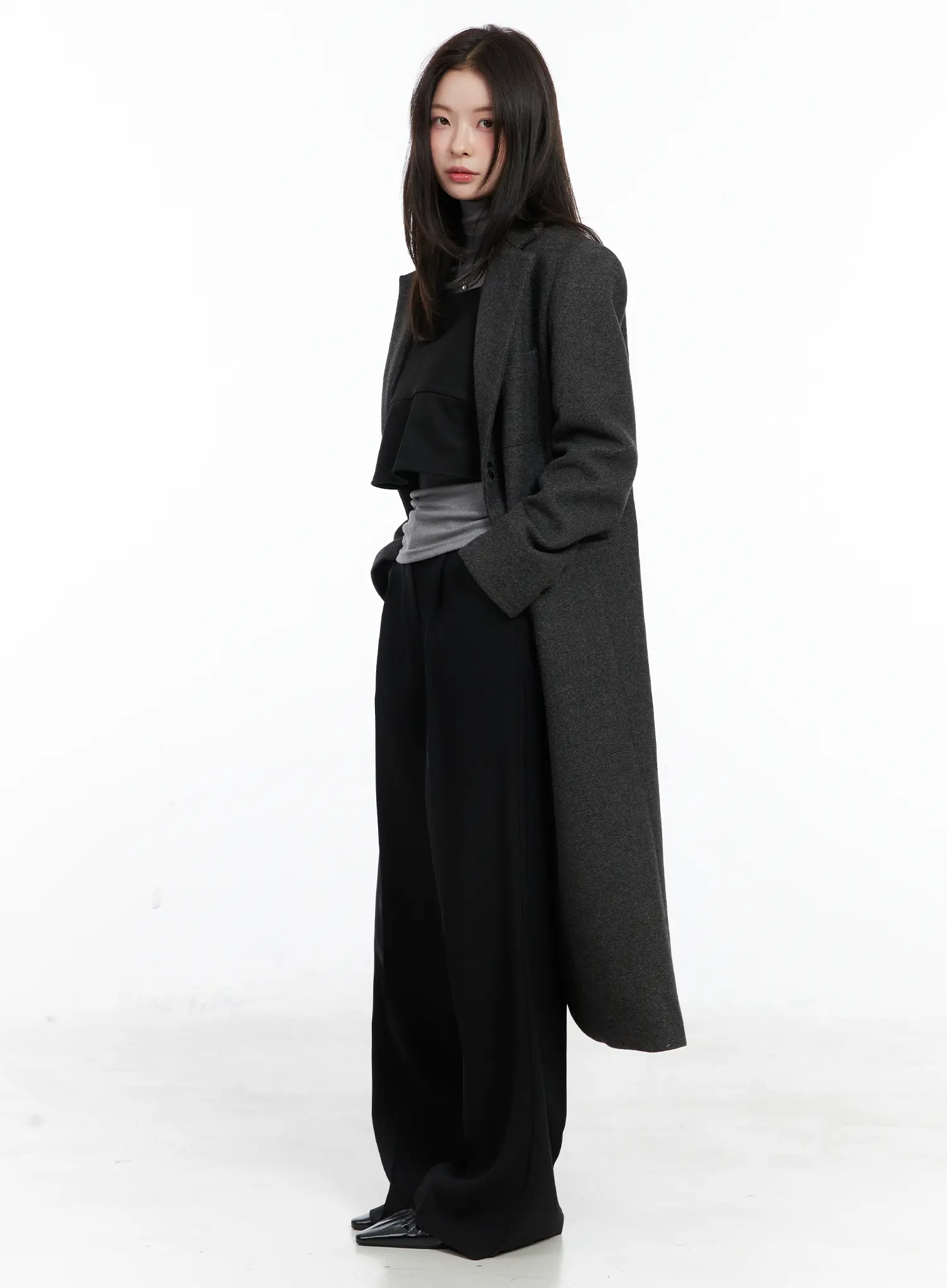 Garnet Wool-Blended Chester Long Coat CN518 - Image 7