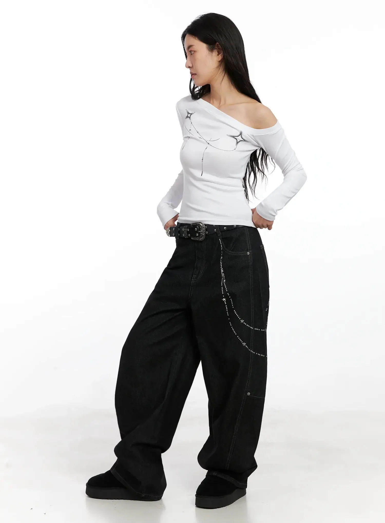 Geometric Studded Off-Shoulder Top IN528 - Image 8
