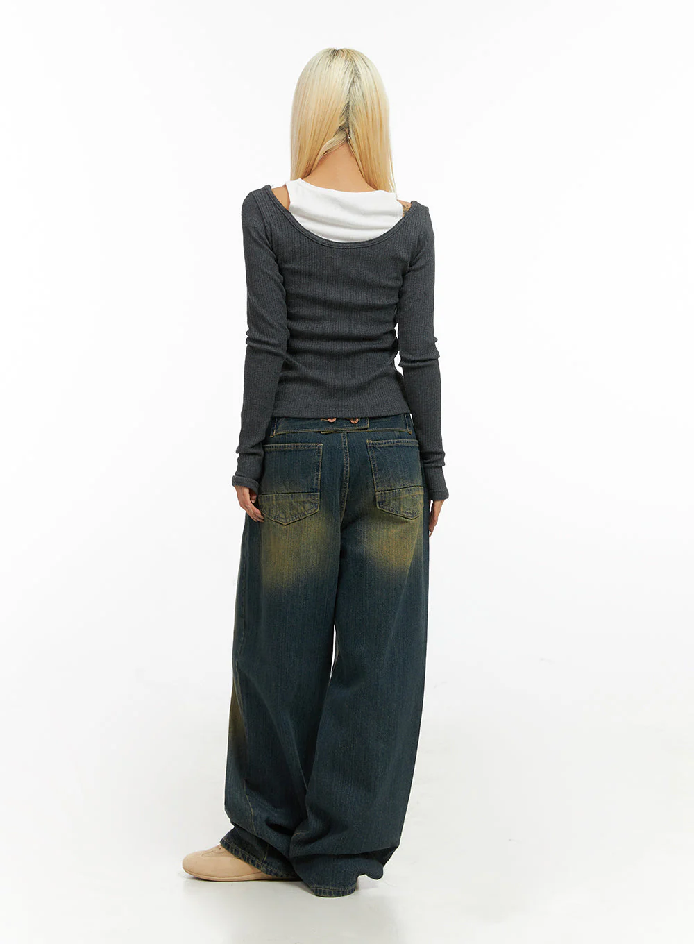 Georgia Vintage Wash Baggy Denim Jeans CO414 - Image 4