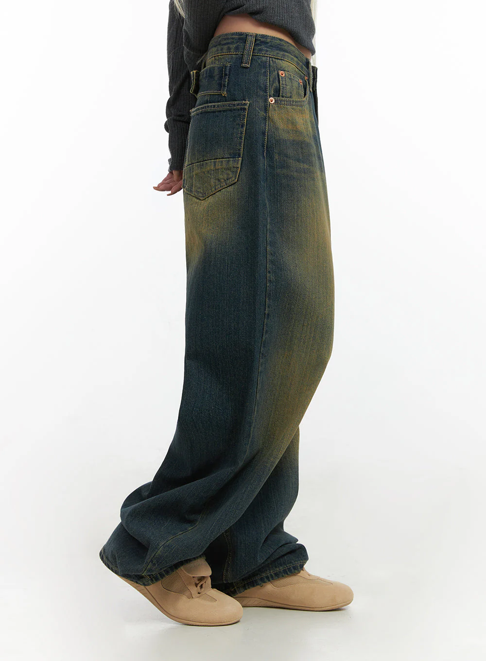 Georgia Vintage Wash Baggy Denim Jeans CO414 - Image 6