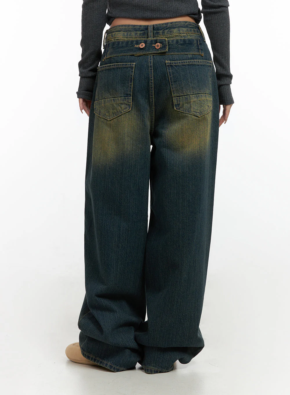 Georgia Vintage Wash Baggy Denim Jeans CO414 - Image 7