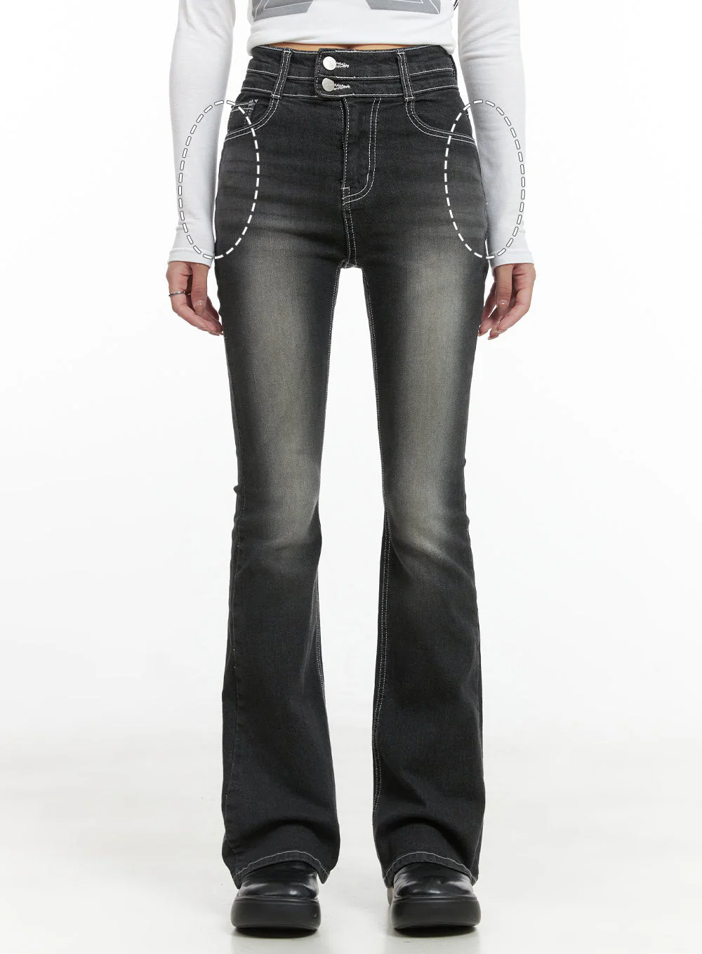 Gigi Two-Button Slim Bootcut Jeans CG421 - Image 6