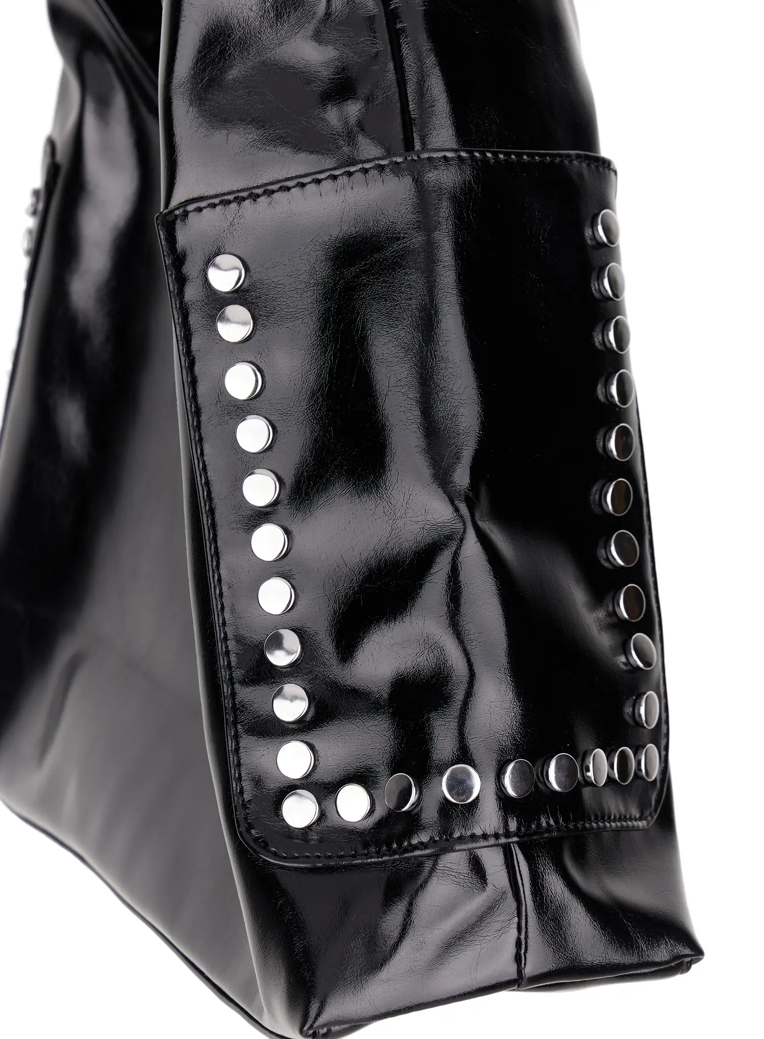 Glossy Faux Leather Studded Shoulder Bag CM520 - Image 8