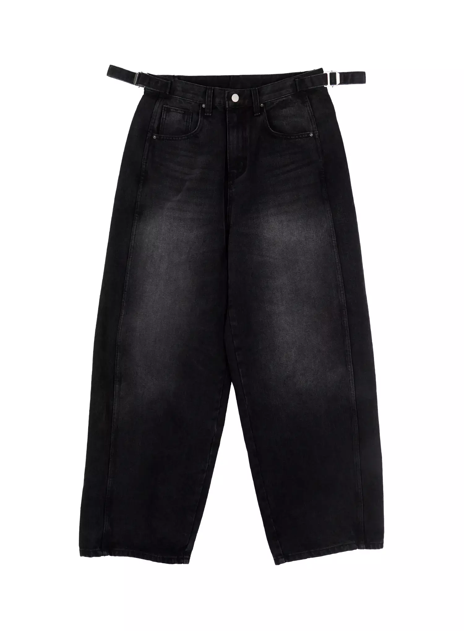 Goffel Side Belt Washed Wide Denim Pants IO517 - Image 16