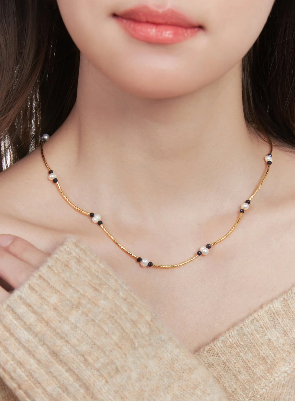 Gold Pearl Bijoux Necklace CJ515 - Image 4