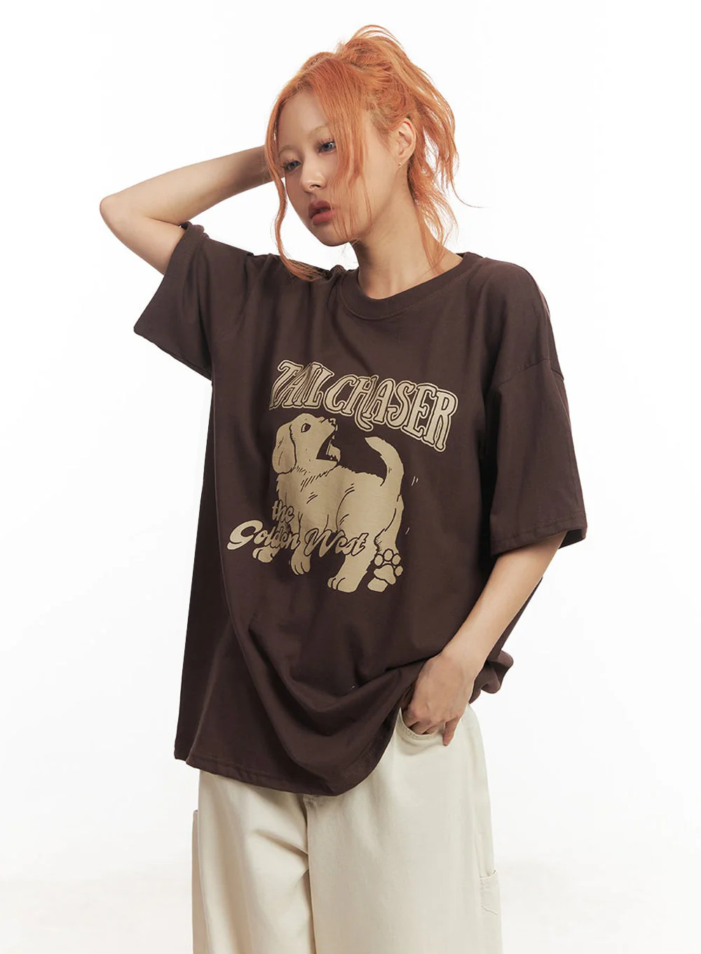 Golden Pup Graphic Oversize T-Shirt IM528 - Image 7