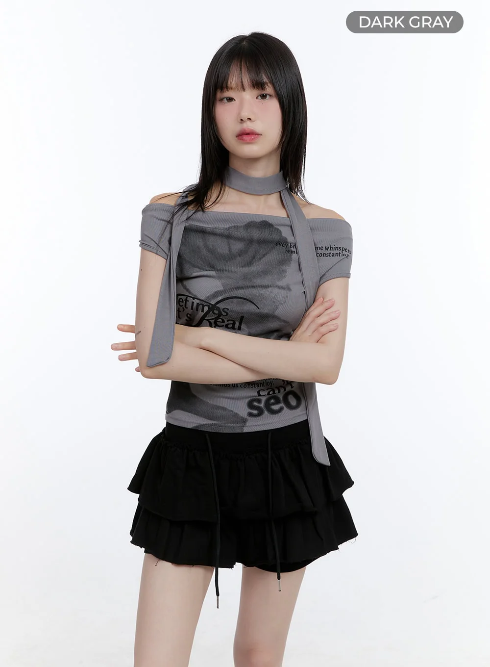 Graphic Bliss Off-Shoulder Crop Top CG412 - Image 8