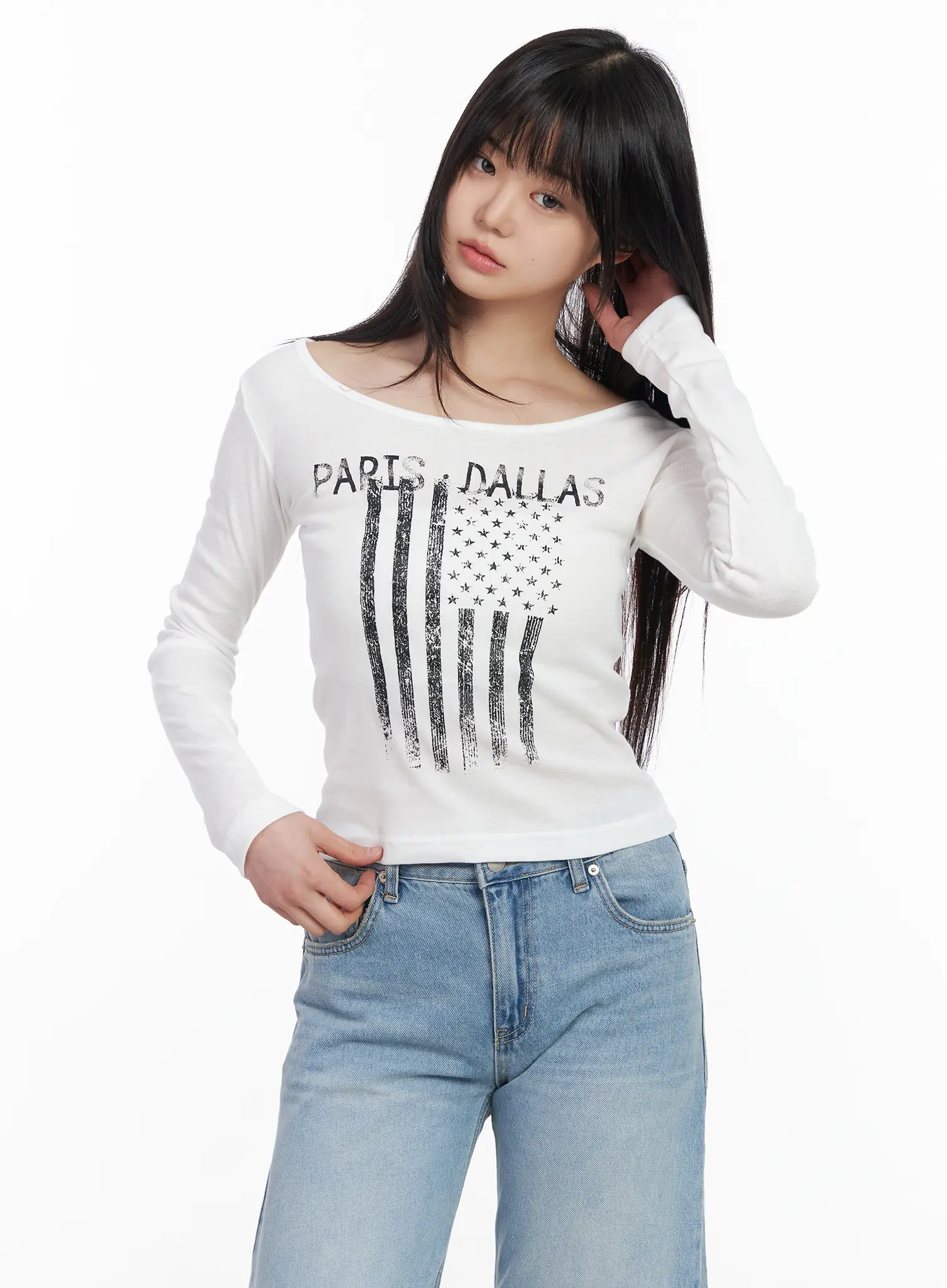Graphic Flag Print Long Sleeve Top CM512 - Image 8