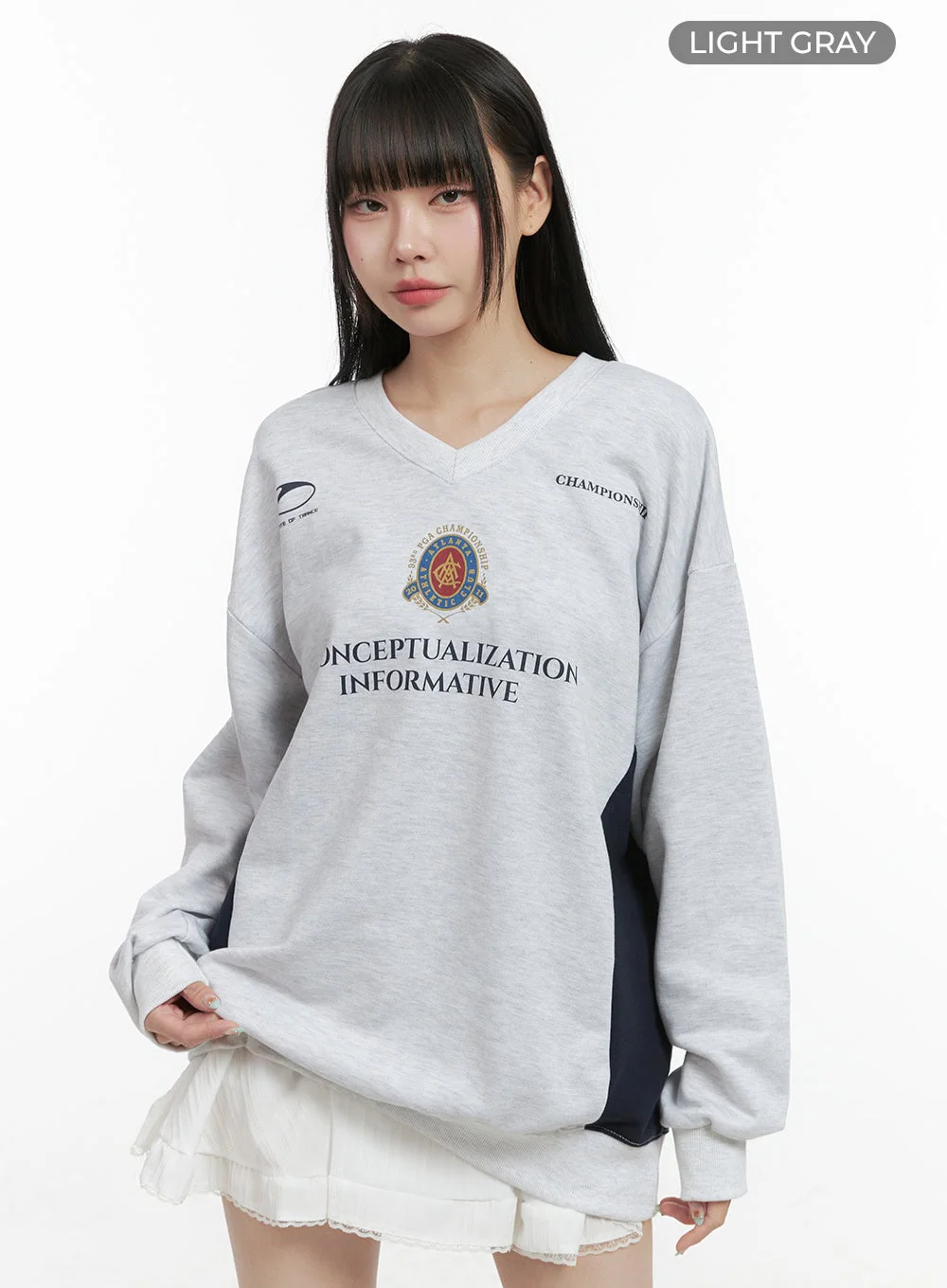 Graphic Lettering Crew Neck Sweatshirt OS410 - Image 9