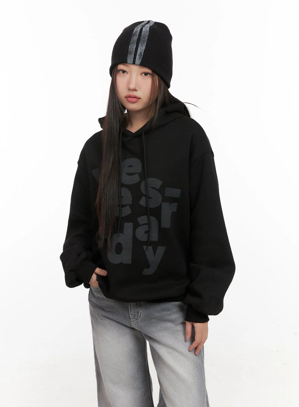 Graphic Lettering Hooded Sweatshirt CD416 - Image 8