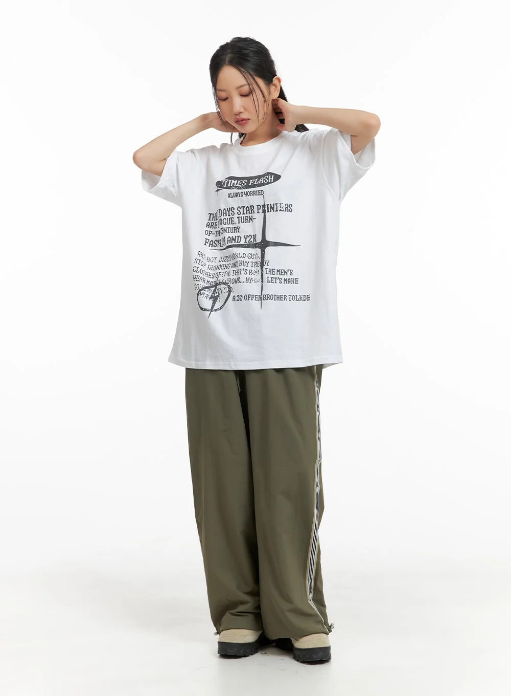 Graphic Lettering Oversized Tee CM419 - Image 2