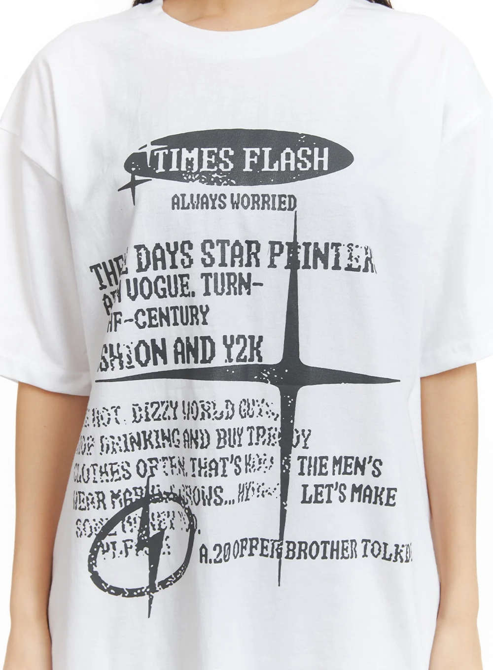 Graphic Lettering Oversized Tee CM419 - Image 4