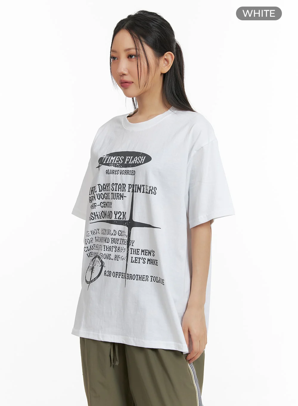 Graphic Lettering Oversized Tee CM419 - Image 6