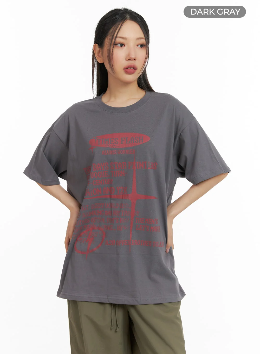 Graphic Lettering Oversized Tee CM419 - Image 7