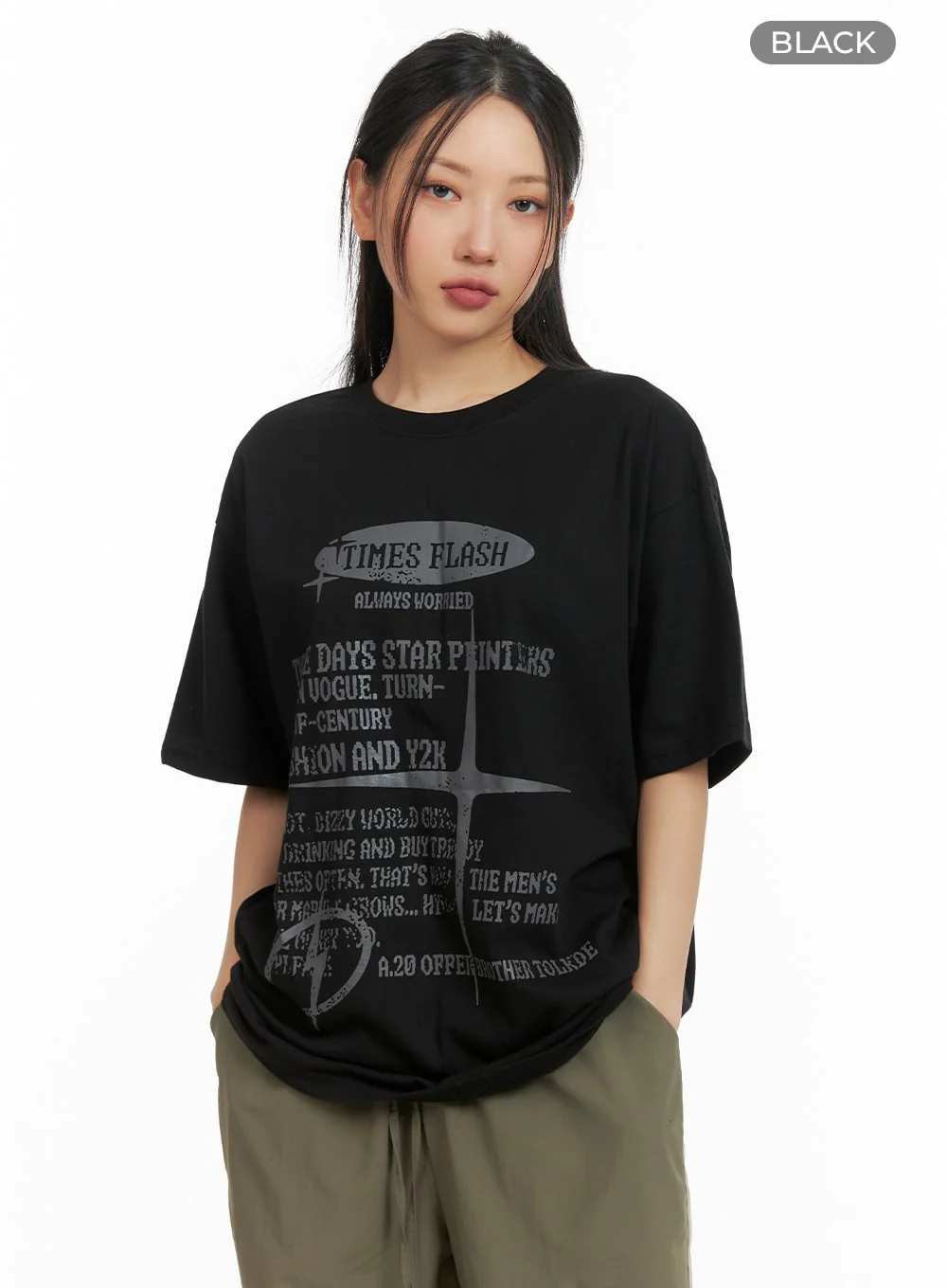 Graphic Lettering Oversized Tee CM419 - Image 8