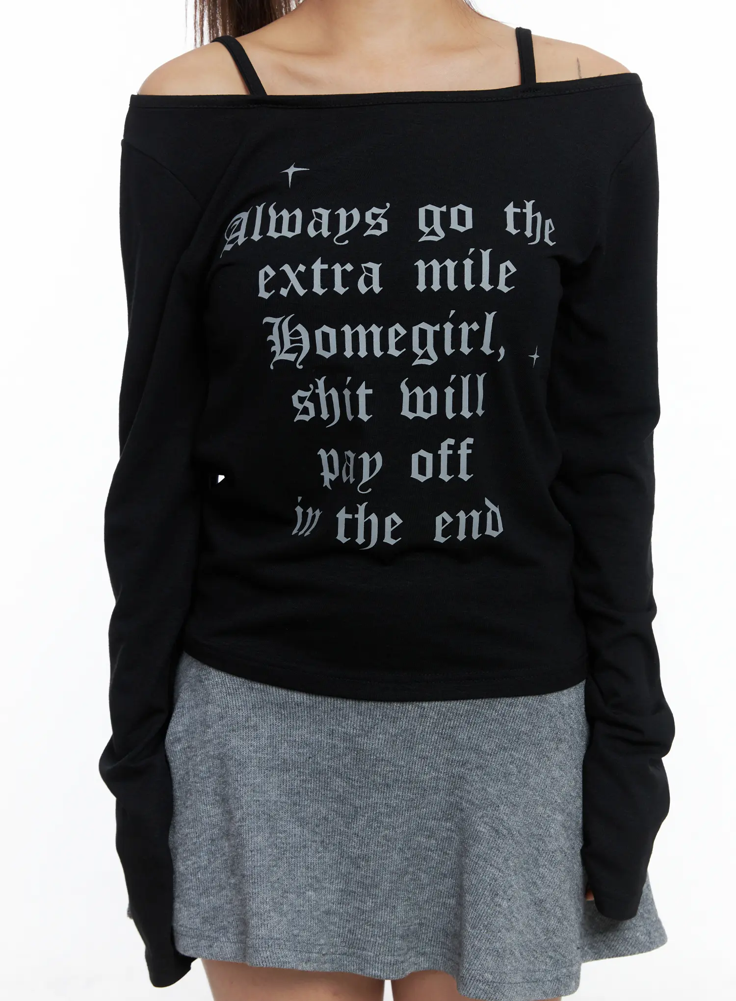 Graphic Off-Shoulder Long Sleeve Top CS505 - Image 8