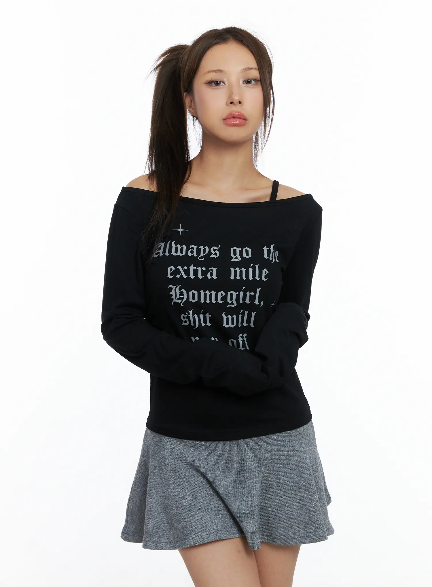 Graphic Off-Shoulder Long Sleeve Top CS505 - Image 9