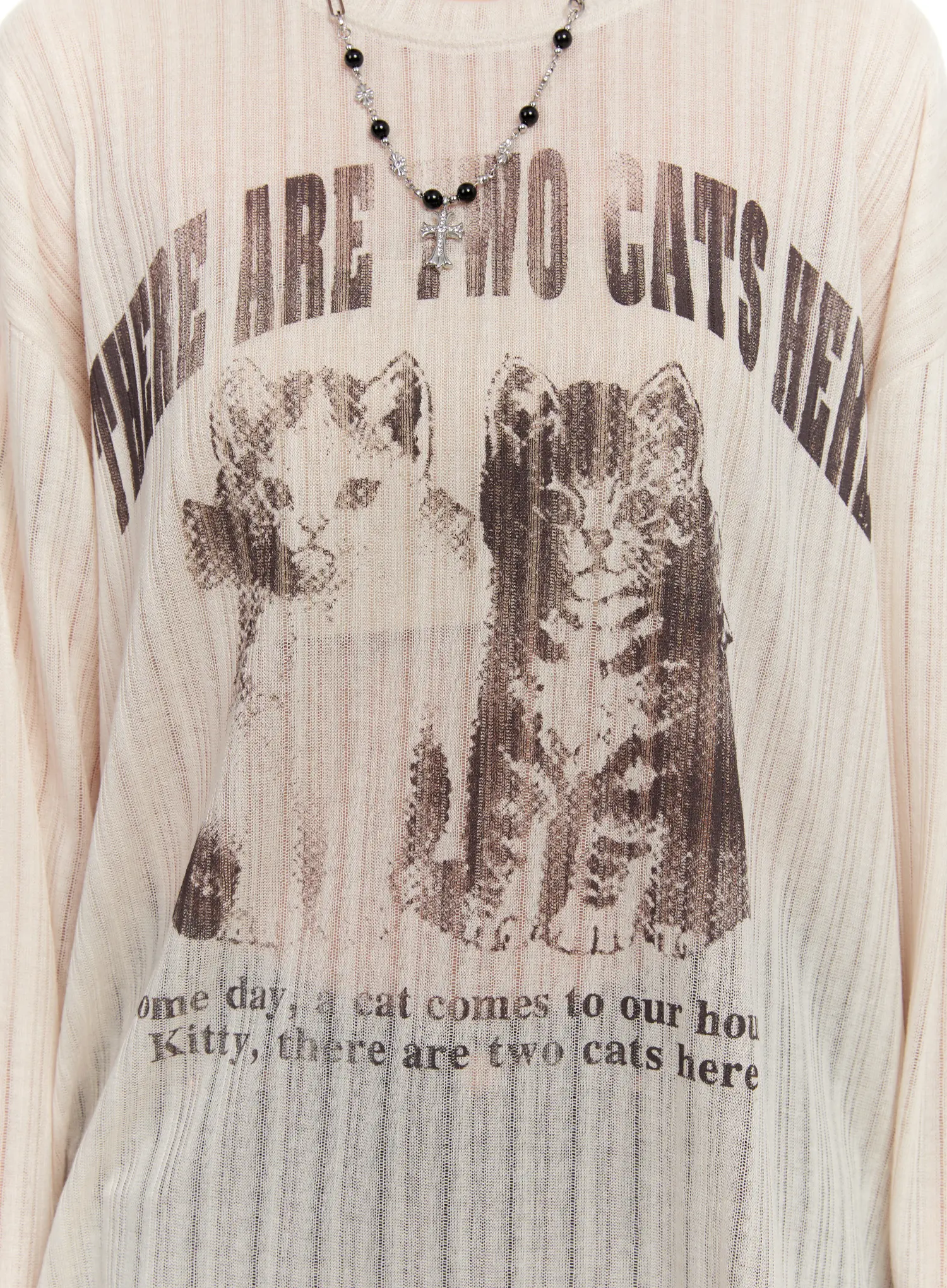 Graphic Oversized Sheer Long Sleeve Top CS530 - Image 4