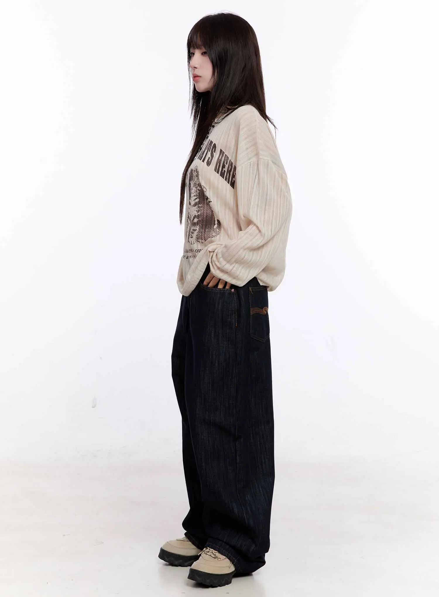 Graphic Oversized Sheer Long Sleeve Top CS530 - Image 6