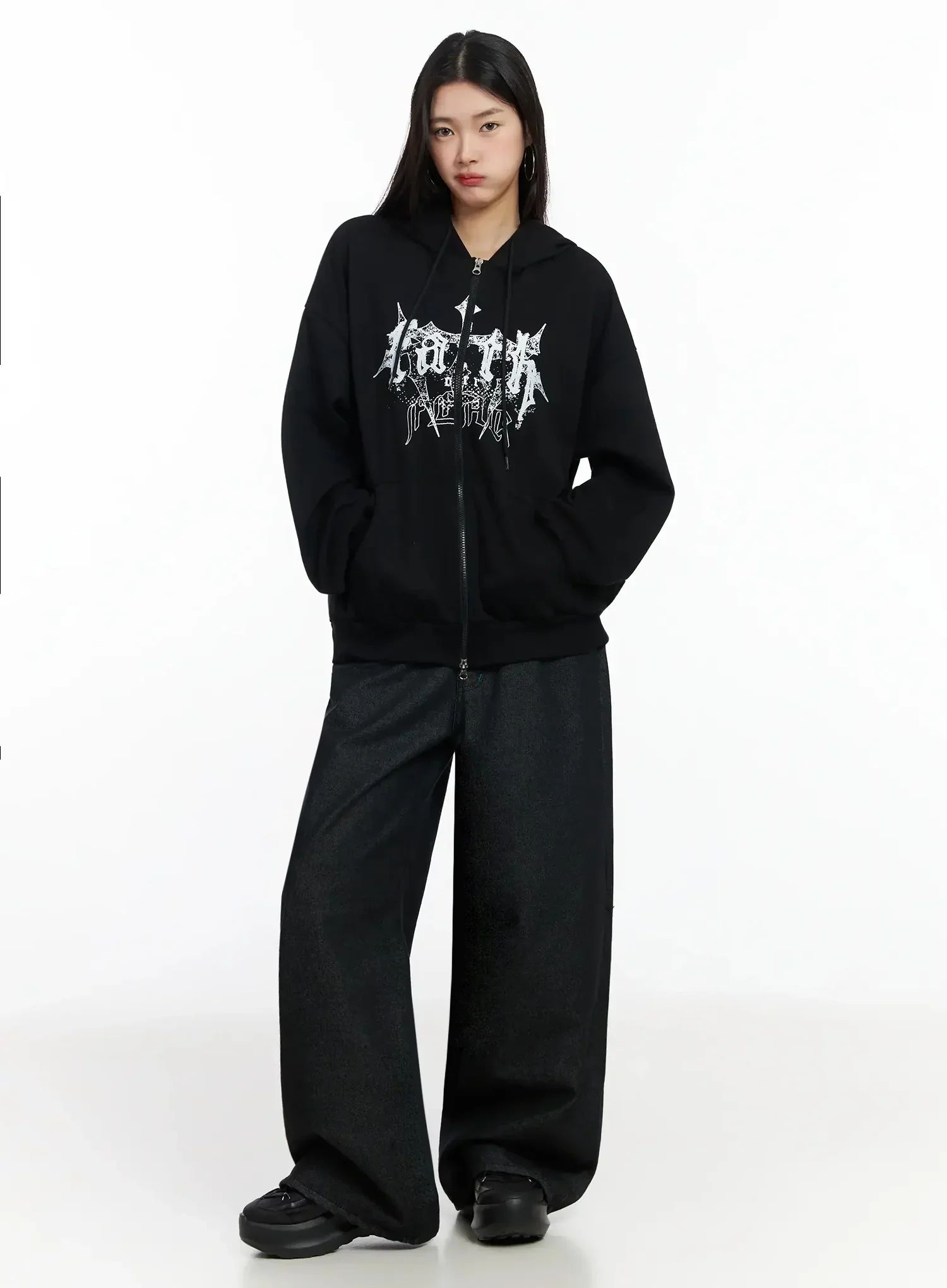 Graphic Oversized Zip Hoodie IM530 - Image 13