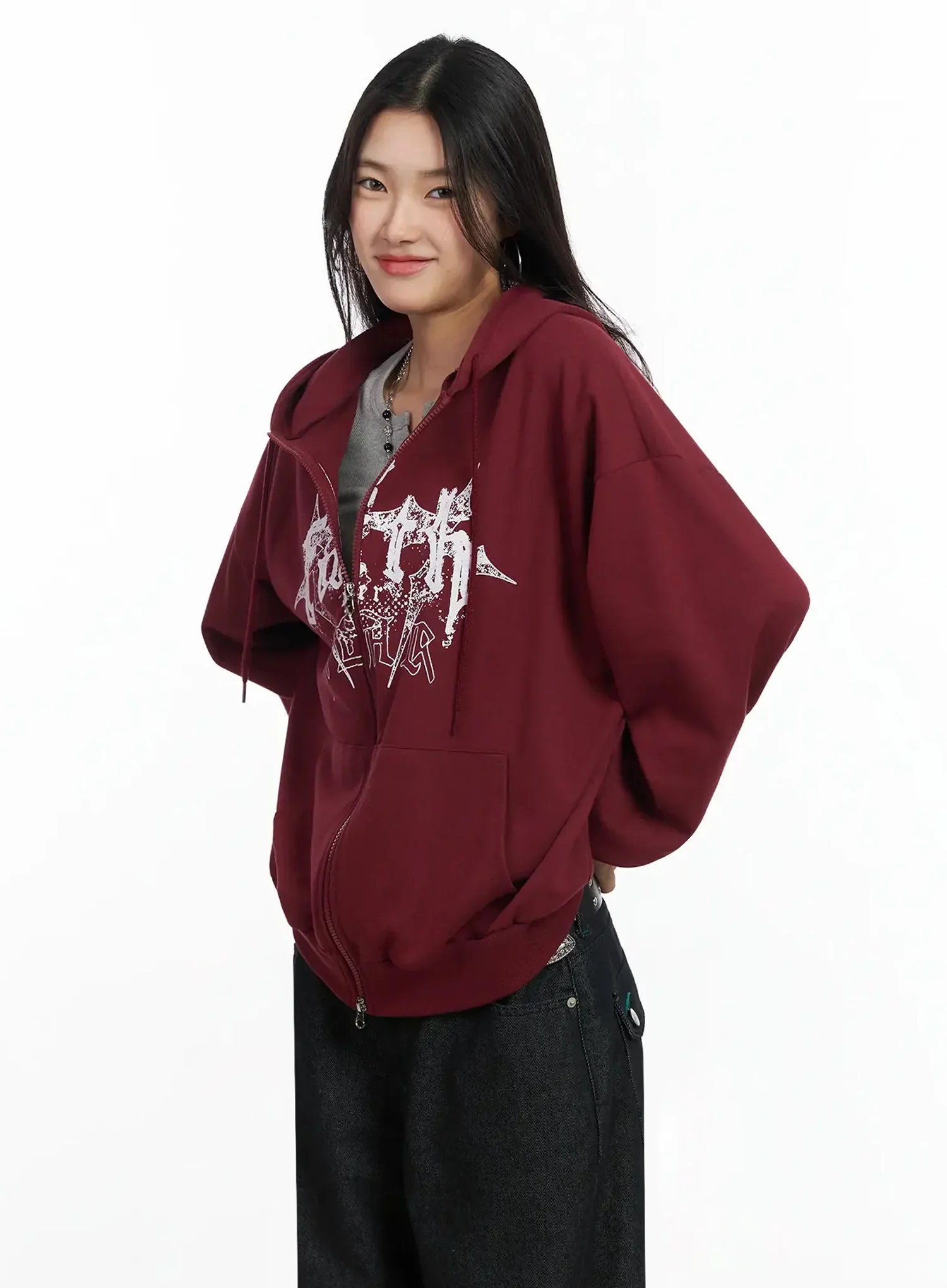 Graphic Oversized Zip Hoodie IM530 - Image 15