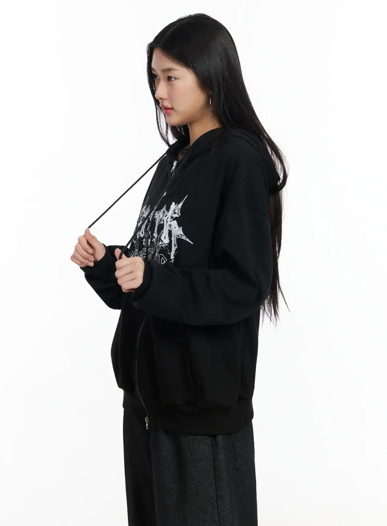 Graphic Oversized Zip Hoodie IM530 - Image 3