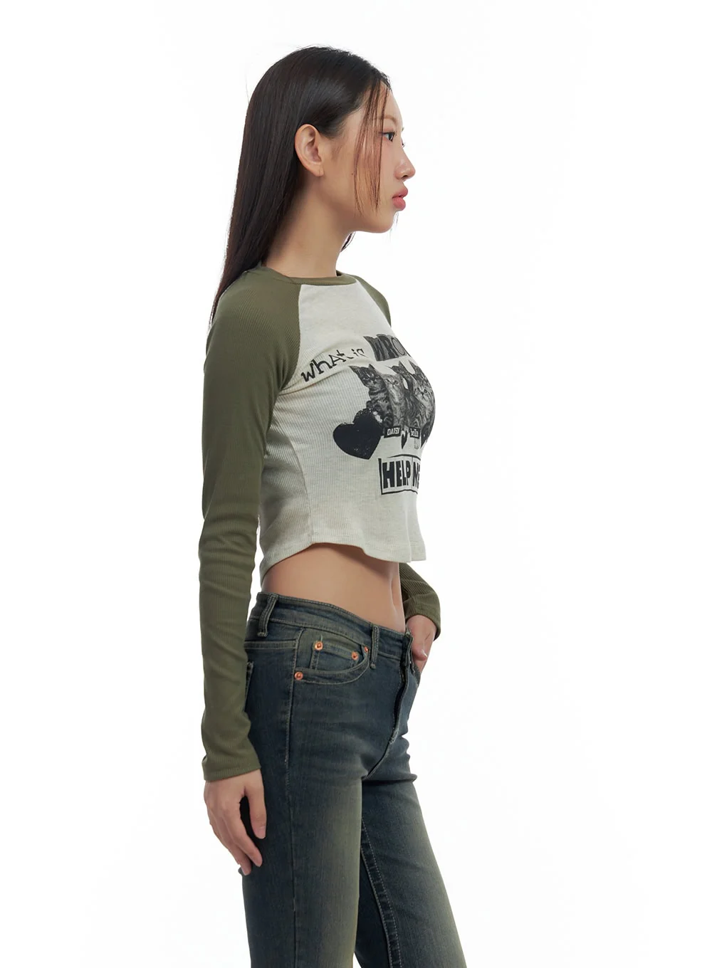 Graphic Raglan Cotton Crop Top CS424 - Image 5