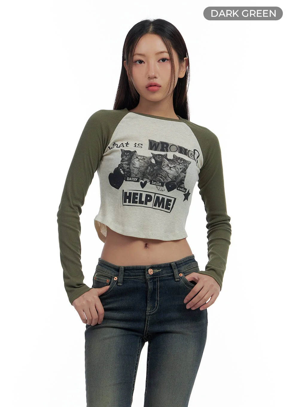 Graphic Raglan Cotton Crop Top CS424 - Image 8