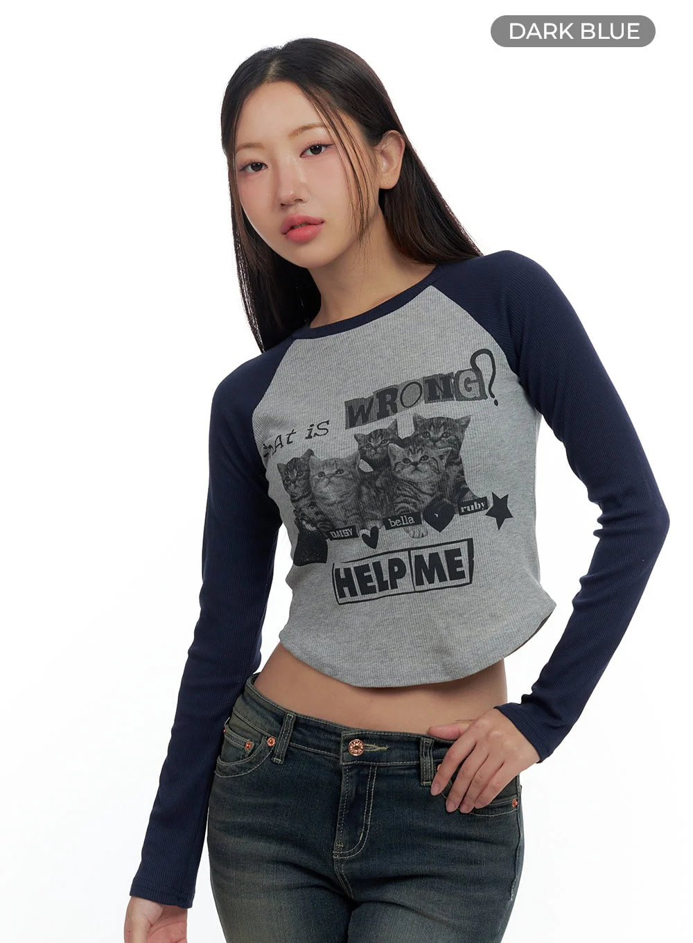 Graphic Raglan Cotton Crop Top CS424 - Image 9