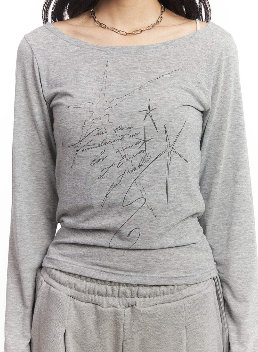 Graphic Shirred Crop Top CA504 - Image 10