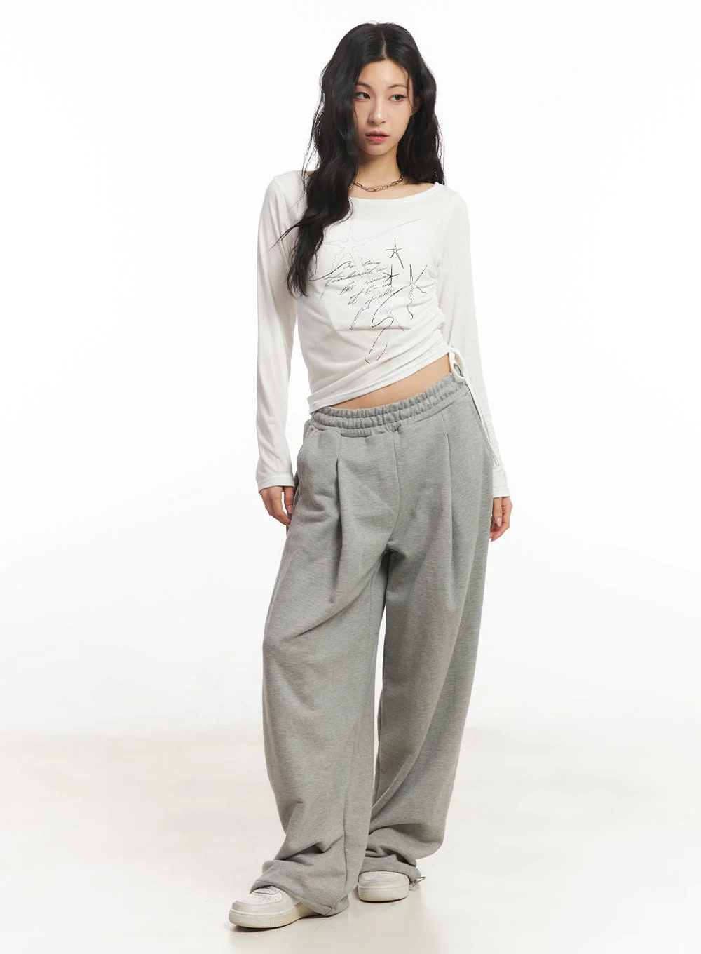 Graphic Shirred Crop Top CA504 - Image 2