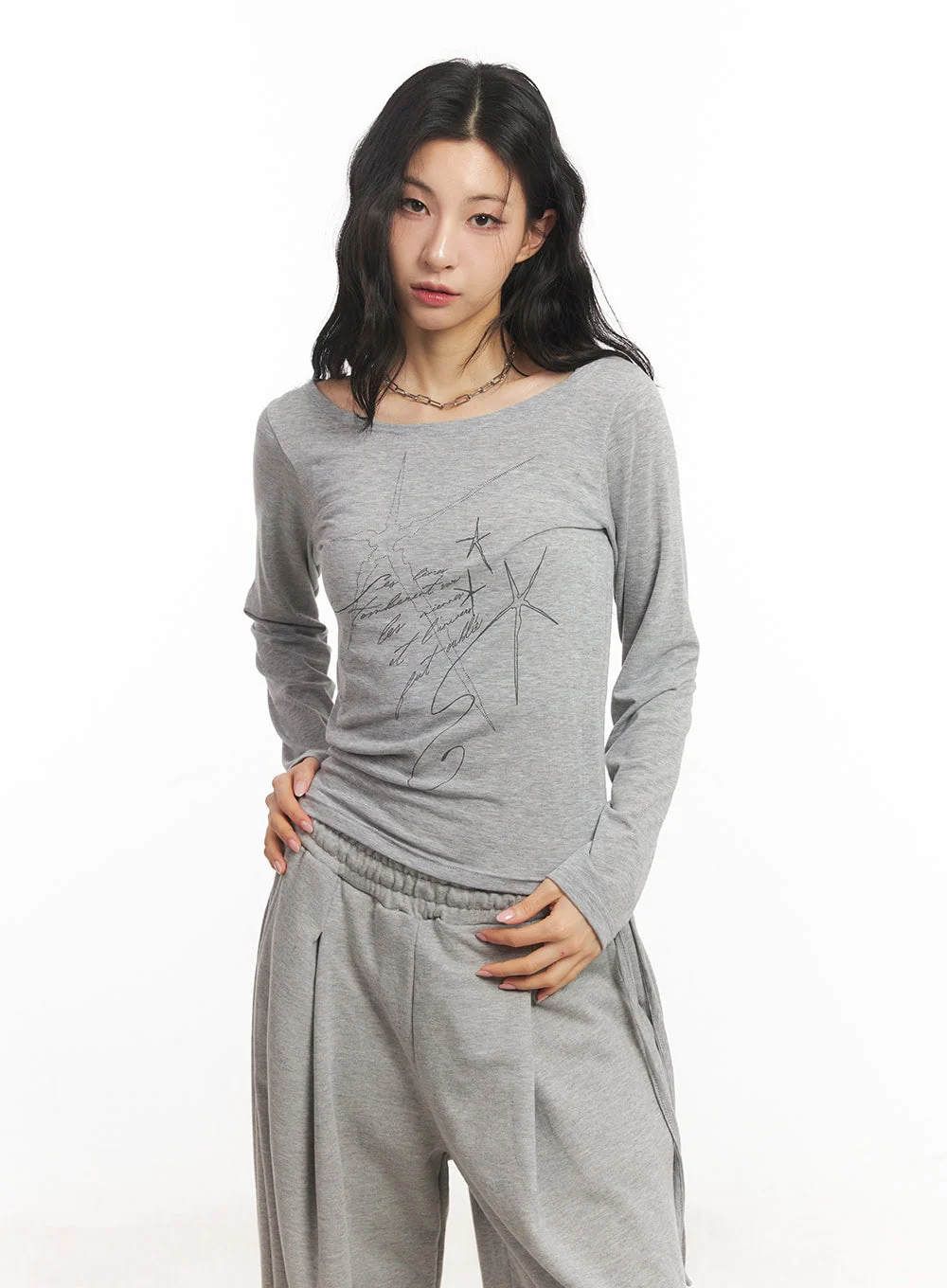 Graphic Shirred Crop Top CA504 - Image 9