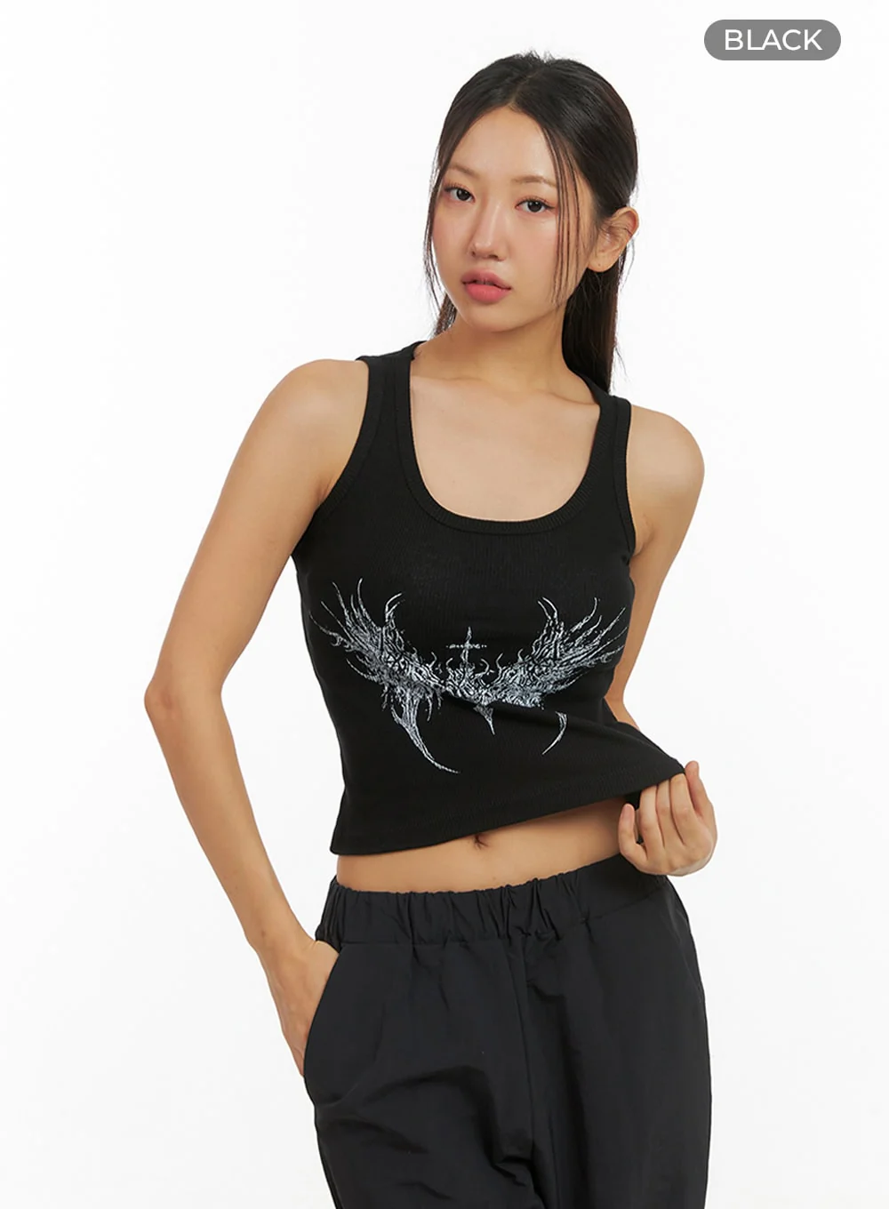 Graphic U-Neck Tank Crop Top IS402 - Image 12