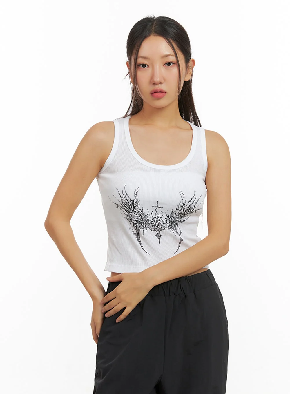 Graphic U-Neck Tank Crop Top IS402 - Image 2