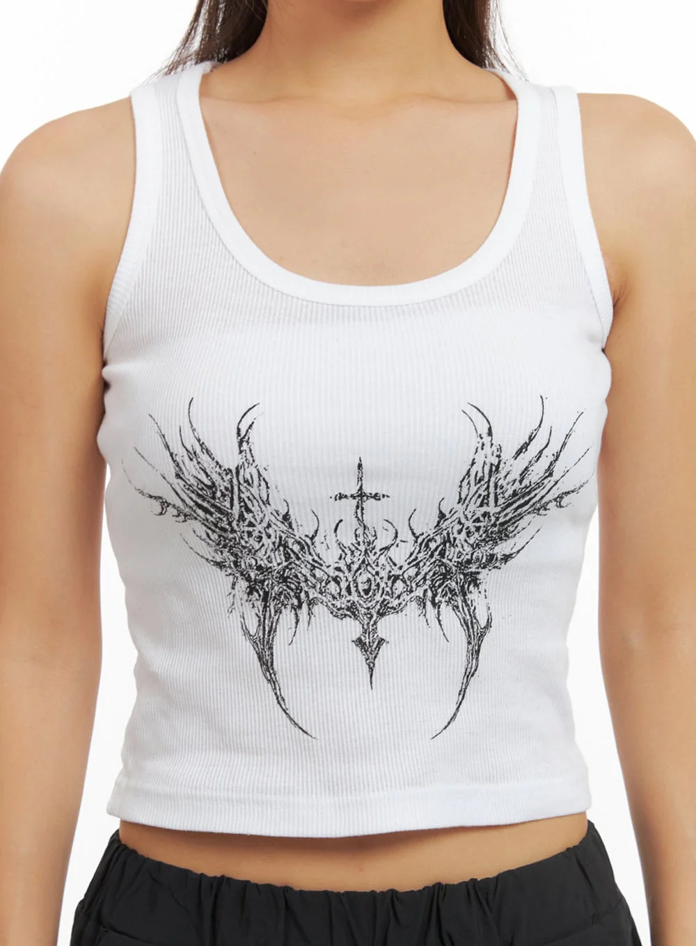 Graphic U-Neck Tank Crop Top IS402 - Image 4