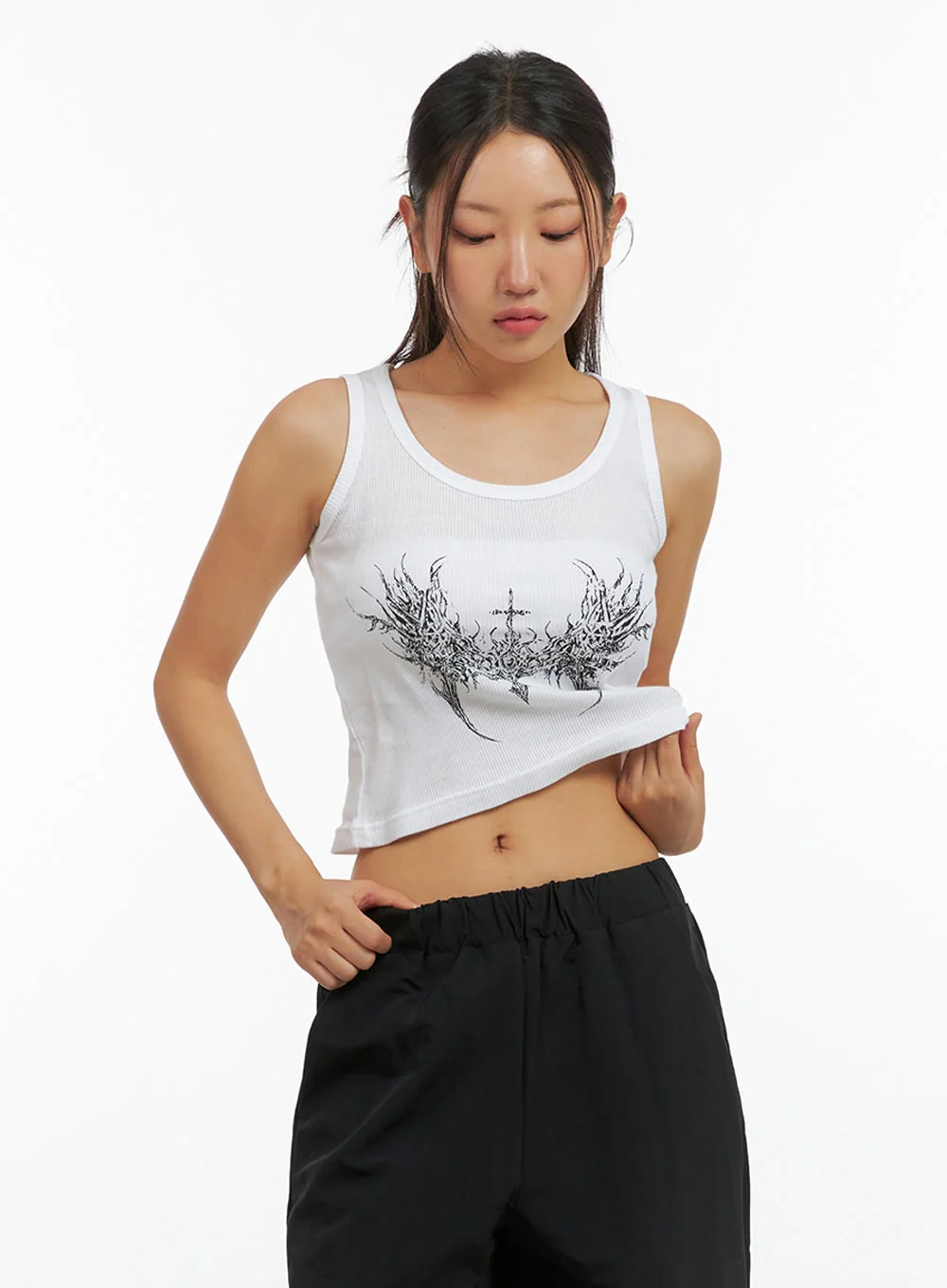 Graphic U-Neck Tank Crop Top IS402 - Image 5