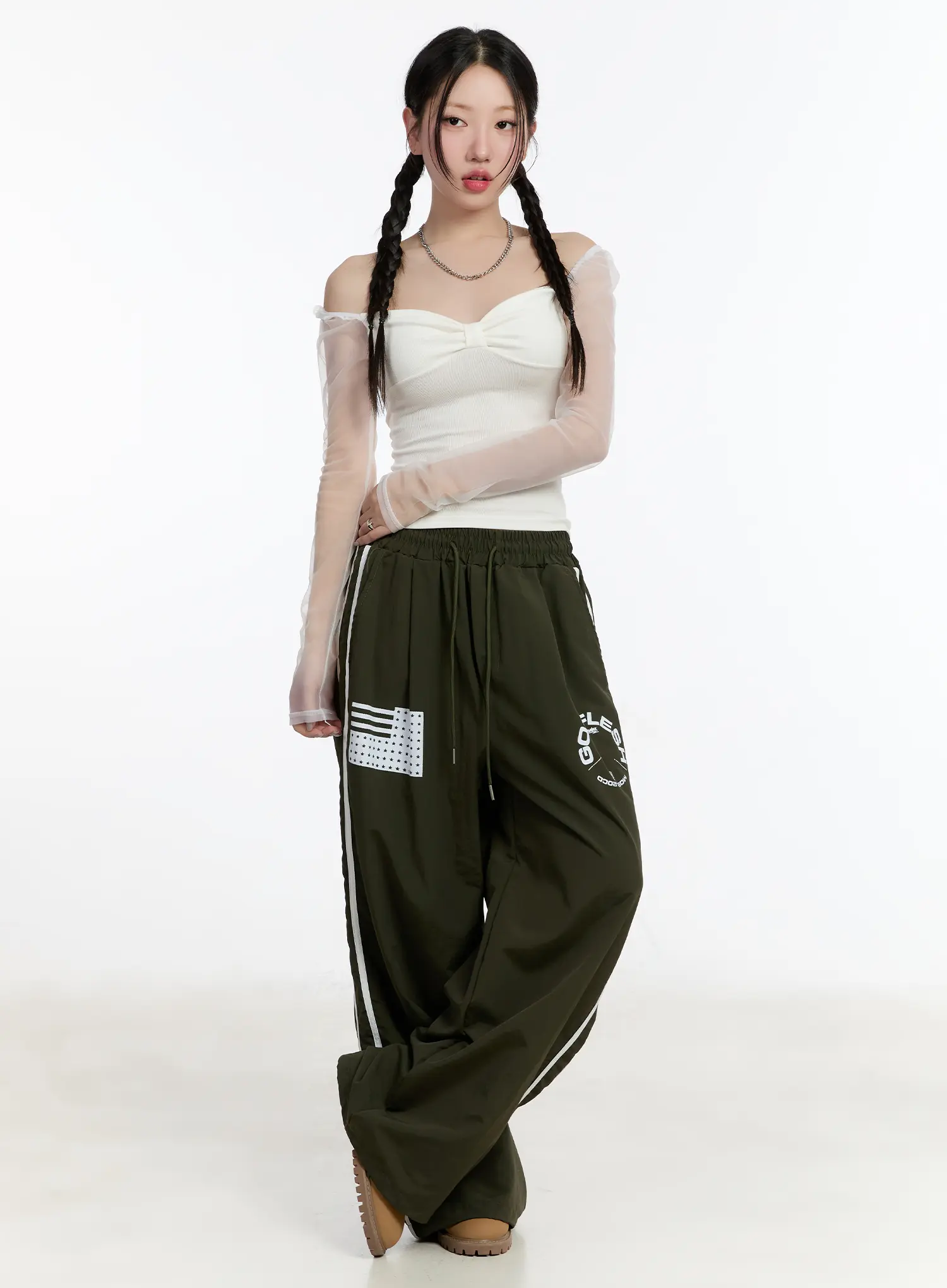 Graphic Wide Leg Track Pants CM511 - Image 5