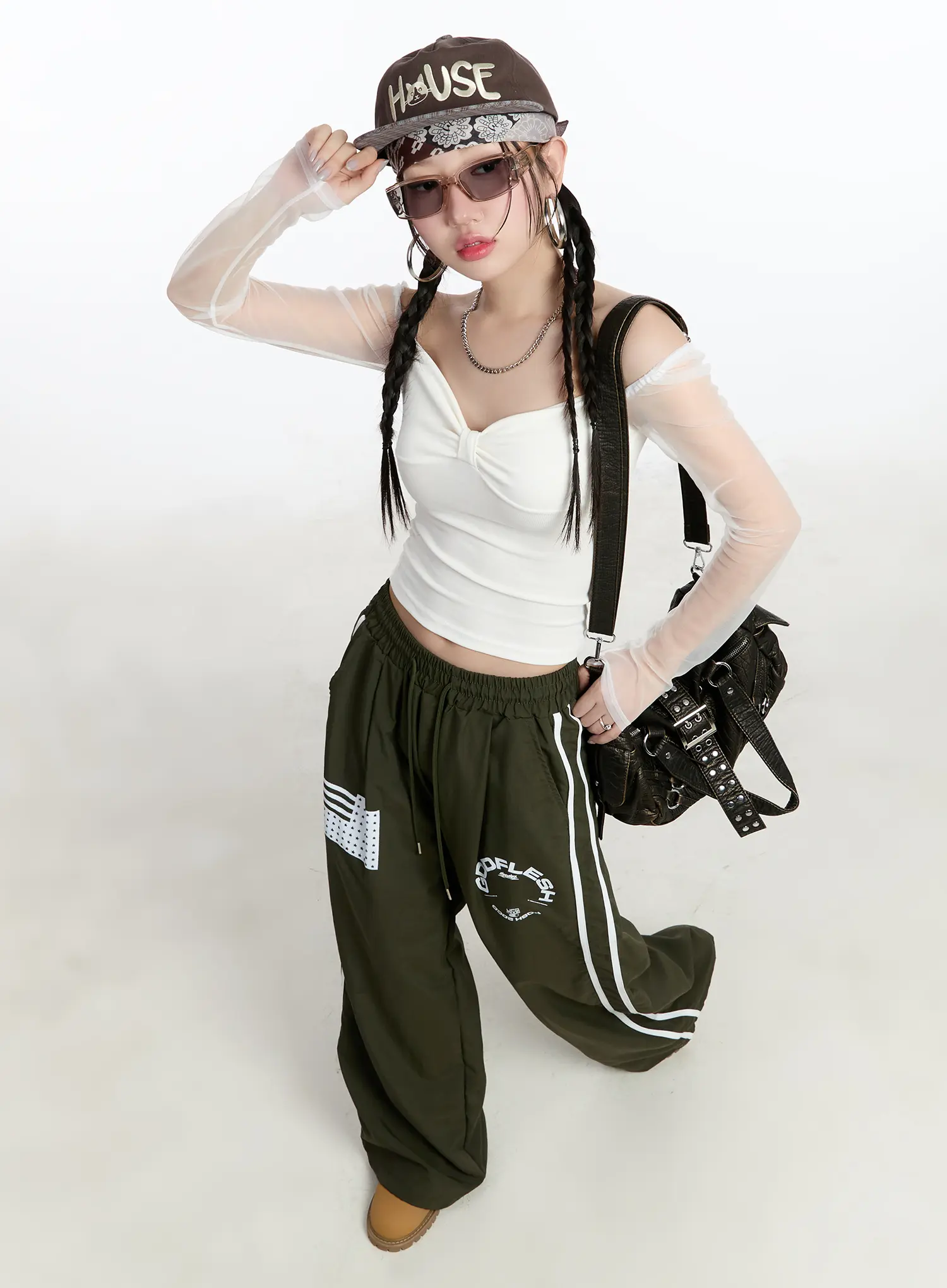 Graphic Wide Leg Track Pants CM511 - Image 8
