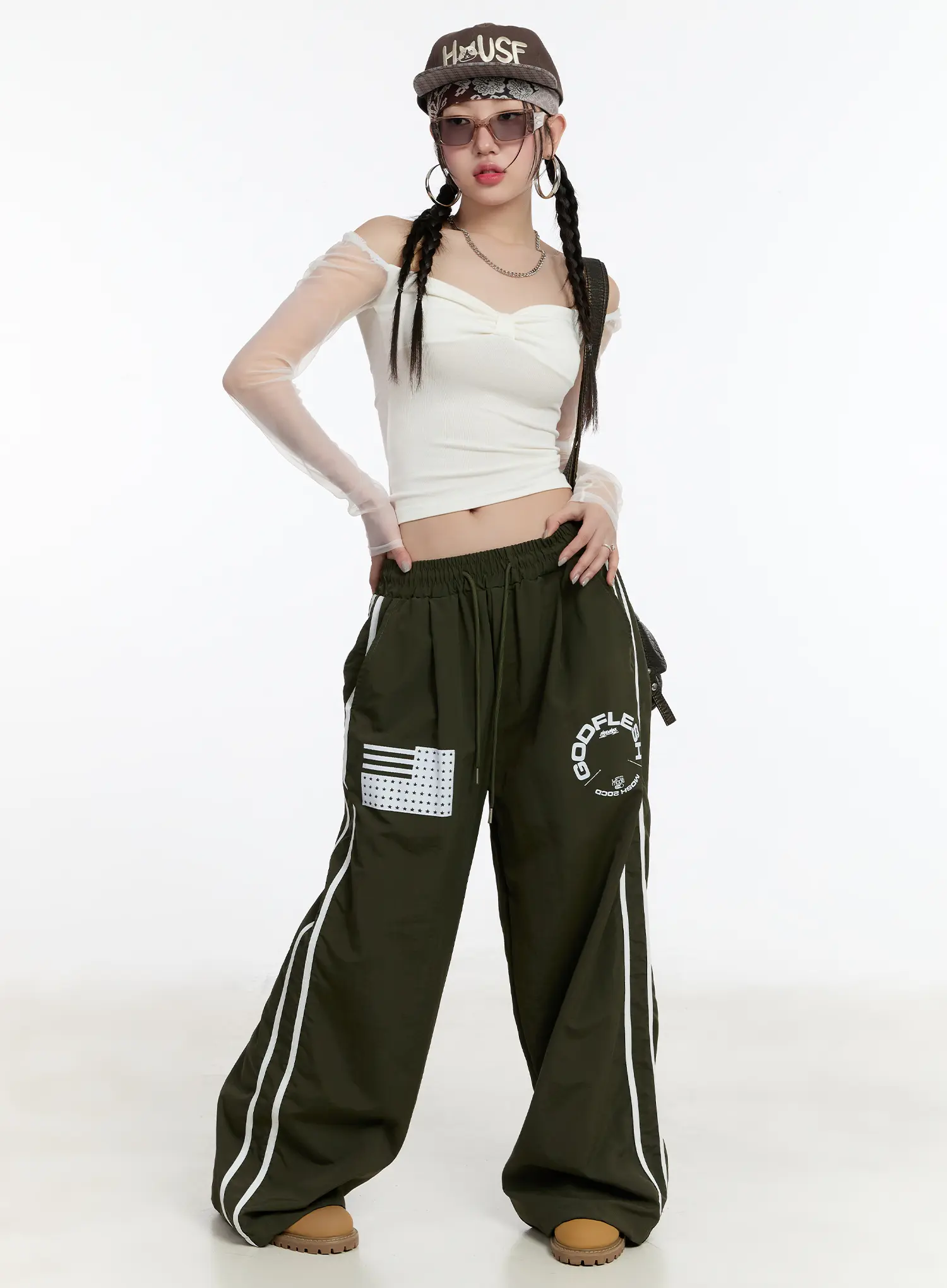 Graphic Wide Leg Track Pants CM511 - Image 9