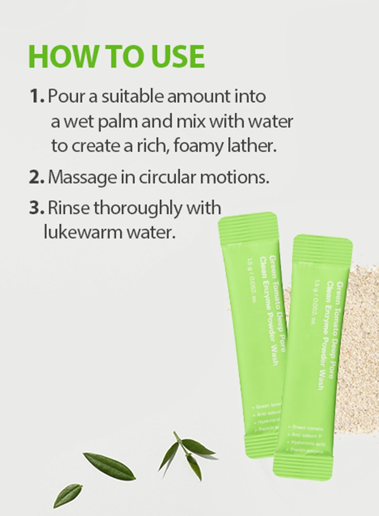 Green Tomato Deep Pore Clean Enzyme Powder Wash Travel Kit (1.5g*10ea) - Image 8
