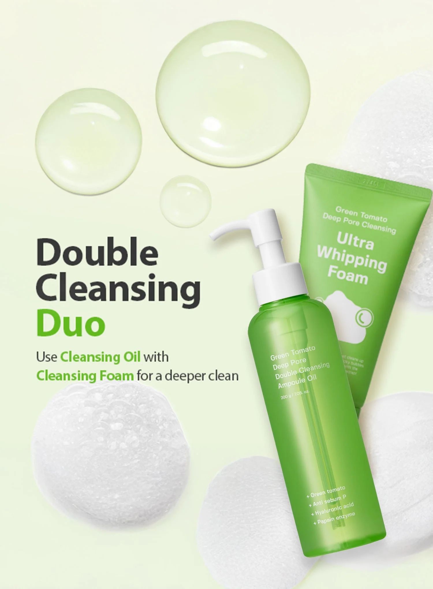 Green Tomato Deep Pore Cleansing Ultra Whipping Foam (120g) - Image 8