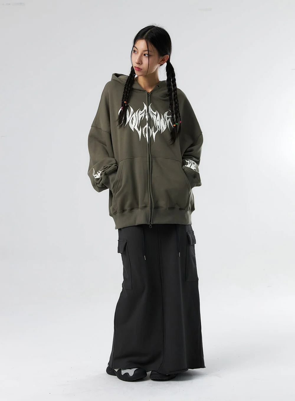 Grunge Graphic Zip-Up Hoodie IS322 - Image 11