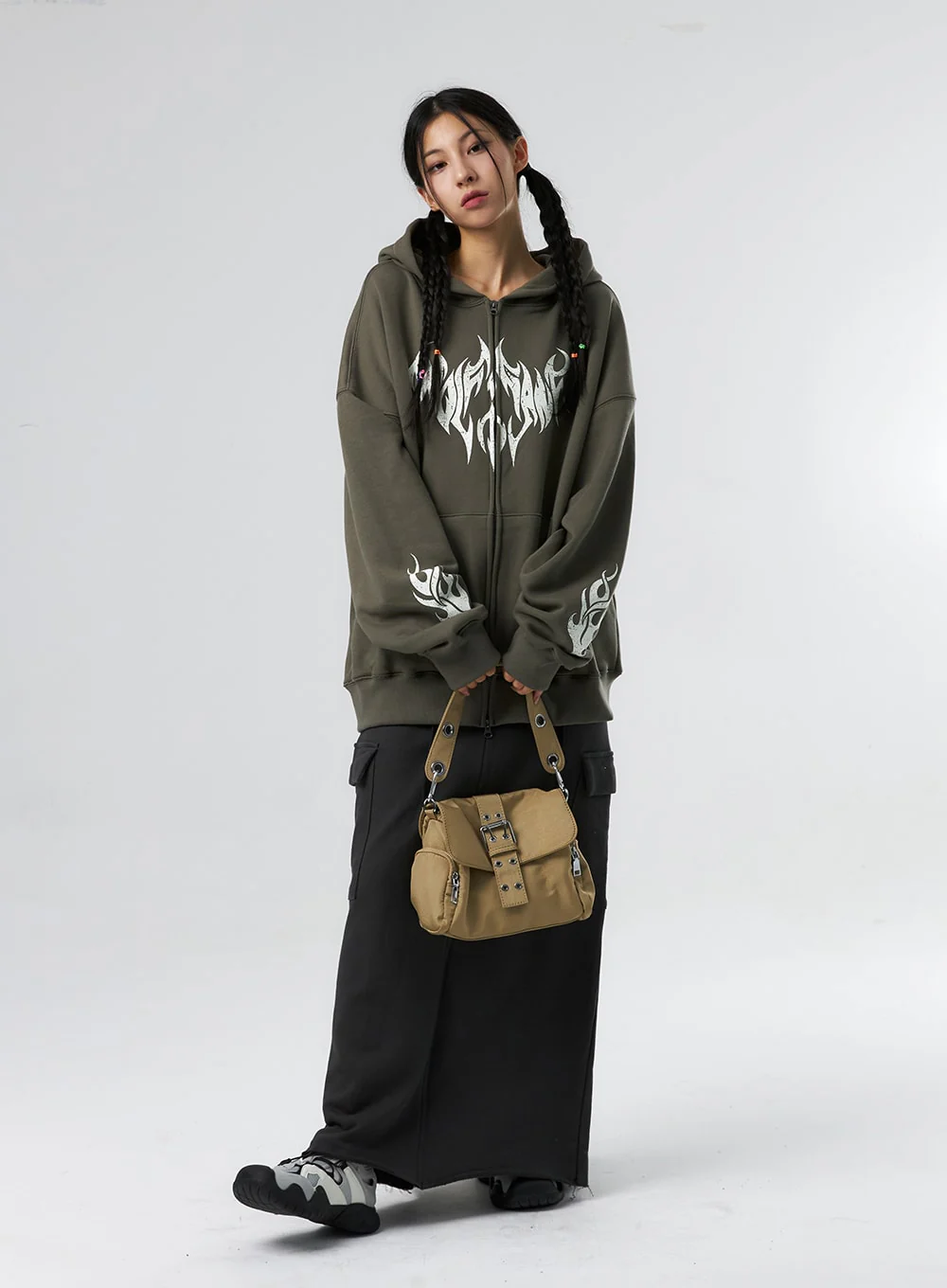 Grunge Graphic Zip-Up Hoodie IS322 - Image 3
