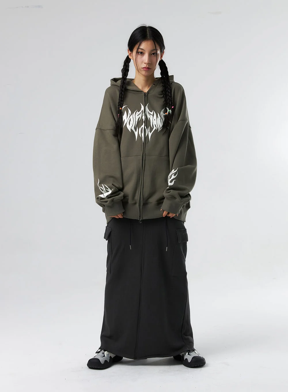 Grunge Graphic Zip-Up Hoodie IS322 - Image 7