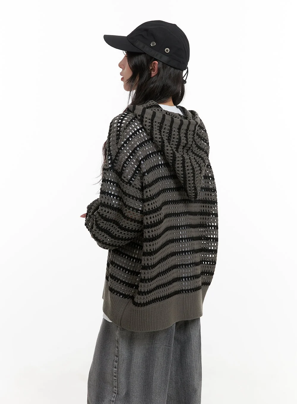Grunge See-Through Zip-Up Hoodie CA430 - Image 5