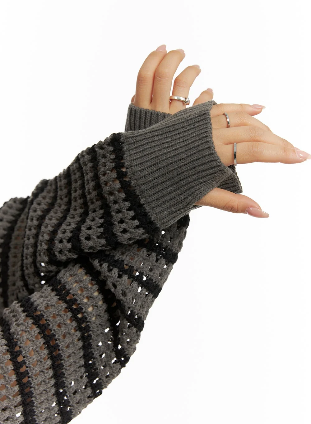 Grunge See-Through Zip-Up Hoodie CA430 - Image 6