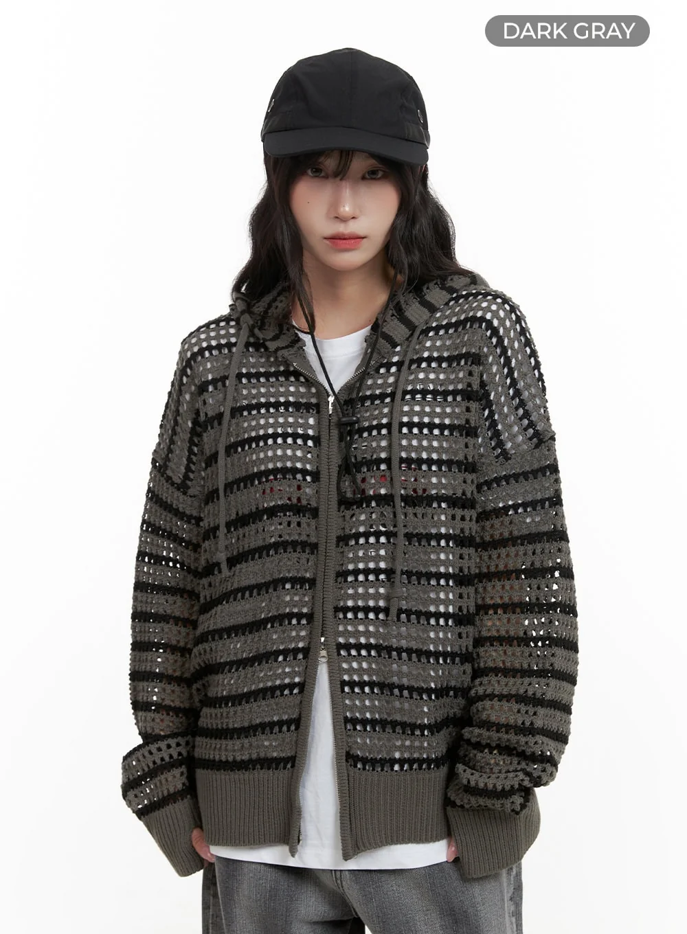 Grunge See-Through Zip-Up Hoodie CA430 - Image 8